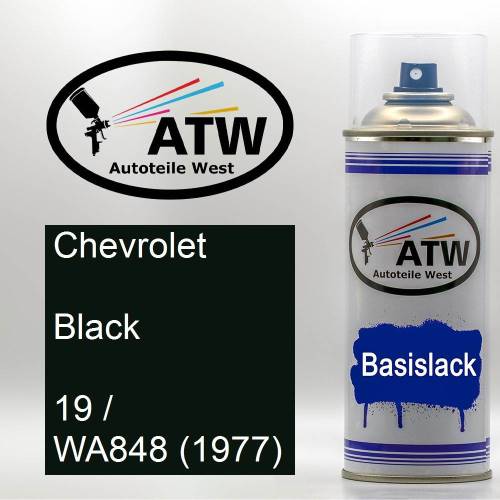 Chevrolet, Black, 19 / WA848 (1977): 400ml Sprühdose, von ATW Autoteile West.